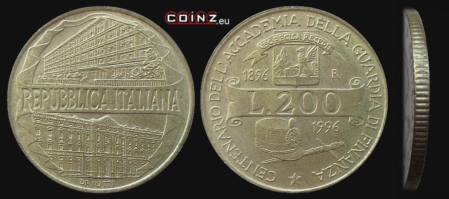 200 lirów 1996 Akademia Wojskowa w Bergamo - monety Włoch