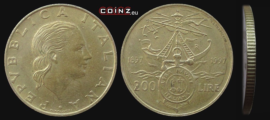 200 lirów 1997 Włoska Liga Morska - monety Włoch