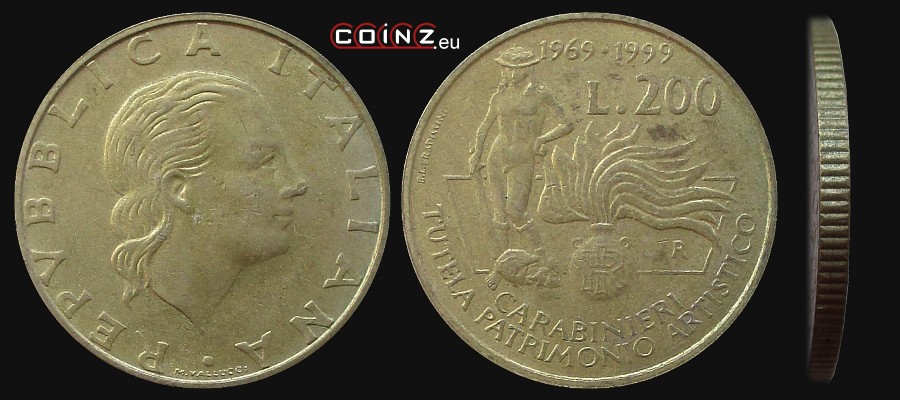 200 lirów 1999 Wydział ds. Sztuki Korpusu Karabinierów - monety Włoch