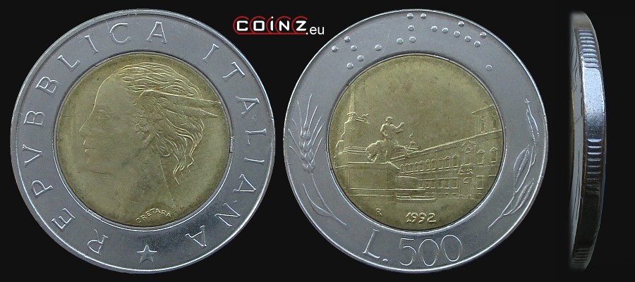 500 lirów 1982-2001 - monety Włoch