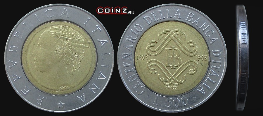 500 lirów 1993 Bank Włoch - monety Włoch