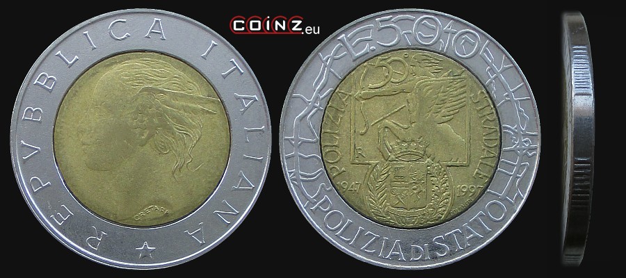 500 lirów 1997 Policja Drogowa - monety Włoch