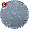 5 lirów 1951-2001 - układ awersu do rewersu