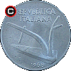10 lirów 1951-2001 - układ awersu do rewersu