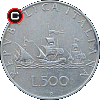 500 lirów 1958-2001 - układ awersu do rewersu