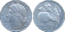 Monety Włoch - 1 lir 1946-1950