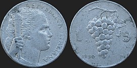 Monety Włoch - 5 lirów 1946-1950