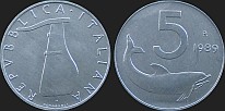 Monety Włoch - 5 lirów 1951-2001