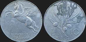 Monety Włoch - 10 lirów 1946-1950