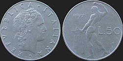 Monety Włoch - 50 lirów 1954-1989