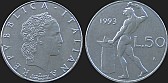 Monety Włoch - 50 lirów 1990-1995