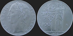 Monety Włoch - 100 lirów 1955-1989