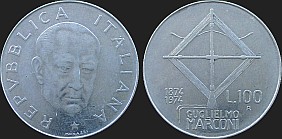 Monety Włoch - 100 lirów 1974 Guglielmo Marconi