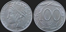 Monety Włoch - 100 lirów 1993-2001