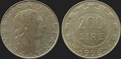 Monety Włoch - 200 lirów 1977-2001