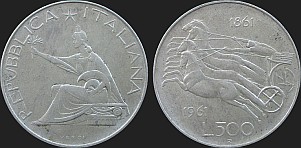 Monety Włoch - 500 lirów 1961 Zjednoczenie Włoch