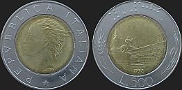 Monety Włoch - 500 lirów 1982-2001