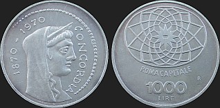 Monety Włoch - 1000 lirów 1970 Rzym Stolicą Włoch