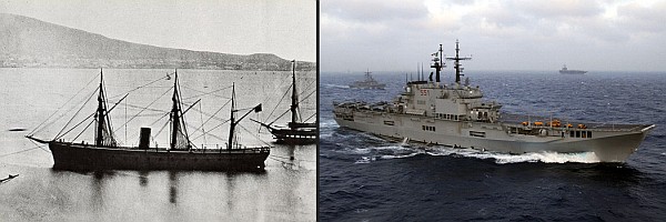 Fregata Re d'Italia oraz lotniskowiec Giuseppe Garibaldi