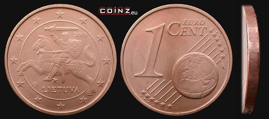 1 euro cent od 2015 - monety Litwy