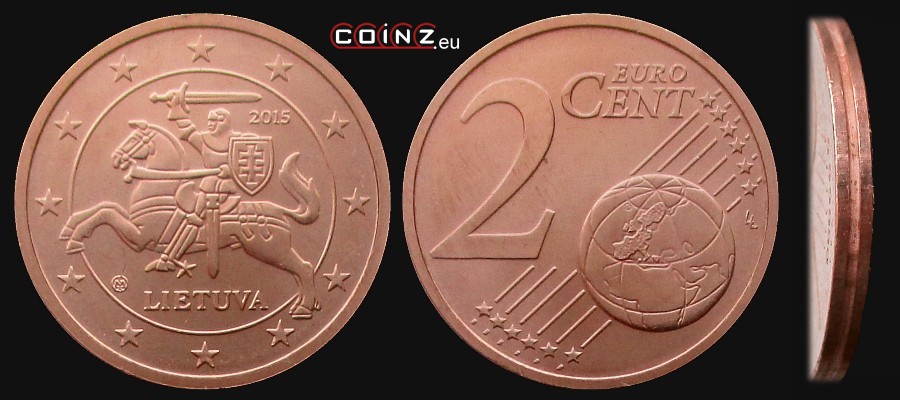 2 euro centai nuo 2015 - Lietuvos monetos