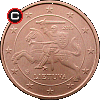 1 euro cent od 2015 - układ awersu do rewersu
