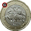1 euras nuo 2015 - averso ir reverso išdėstymas