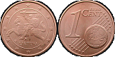 Monety Litwy - 1 euro cent od 2015