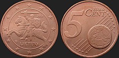 Lietuvos monetos - 5 euro centai nuo 2015