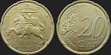Monety Litwy - 20 euro centów od 2015