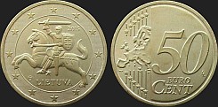 Monety Litwy - 50 euro centów od 2015
