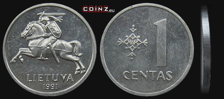 1 cent 1991 - monety Litwy