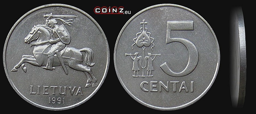 5 centów 1991 - monety Litwy