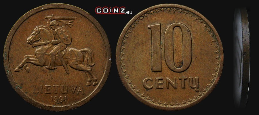 10 centų 1991 - Lietuvos monetos