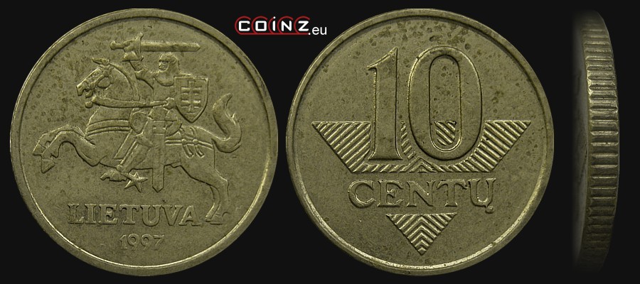 10 centów 1997 - monety Litwy