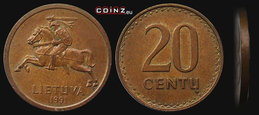 20 centų 1991 - Lietuvos monetos