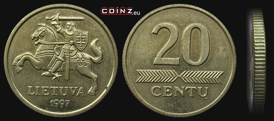 20 centų 1997 - Lietuvos monetos