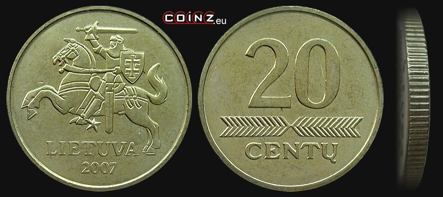 20 centów 1998-2010 - monety Litwy