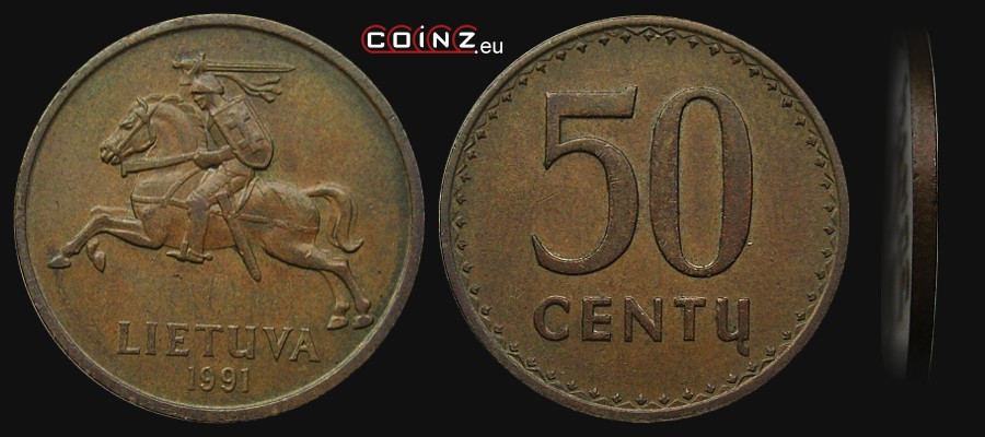 50 centų 1991 - Lietuvos monetos