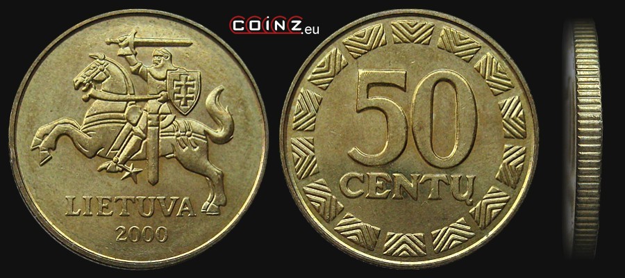 50 centów 1998-2010 - monety Litwy