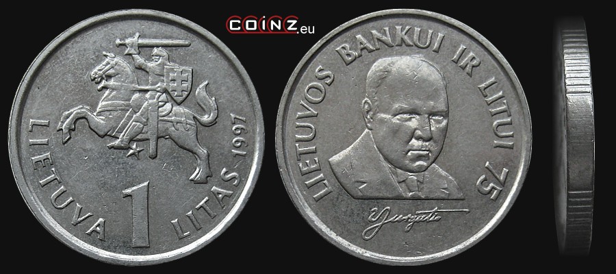 1 litas 1997 Lietuvos Bankui ir Litui 75 - Lietuvos monetos
