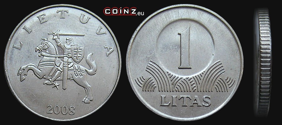 1 lit 1998-2010 - monety Litwy