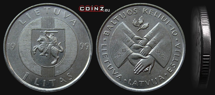 1 lit 1999 Droga Bałtycka - monety Litwy