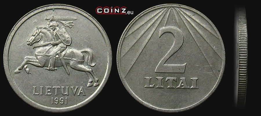 2 litai 1991 - Lietuvos monetos