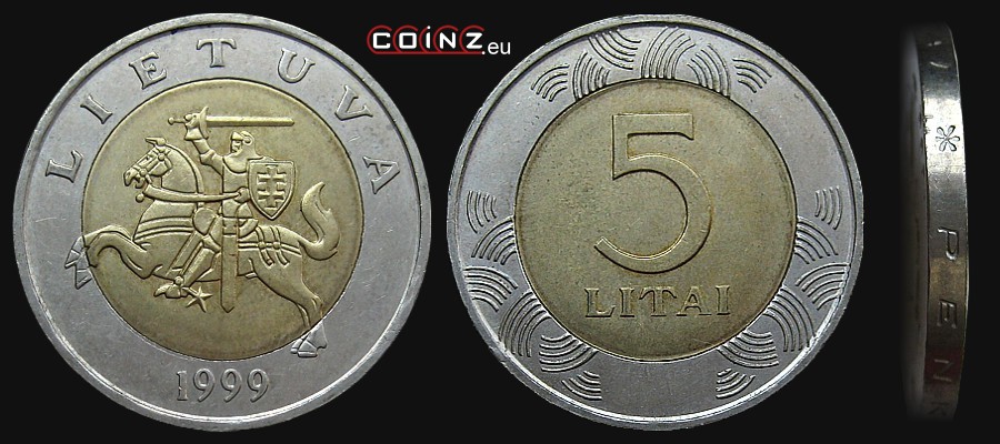 5 litai 1998-2013 - Lietuvos monetos