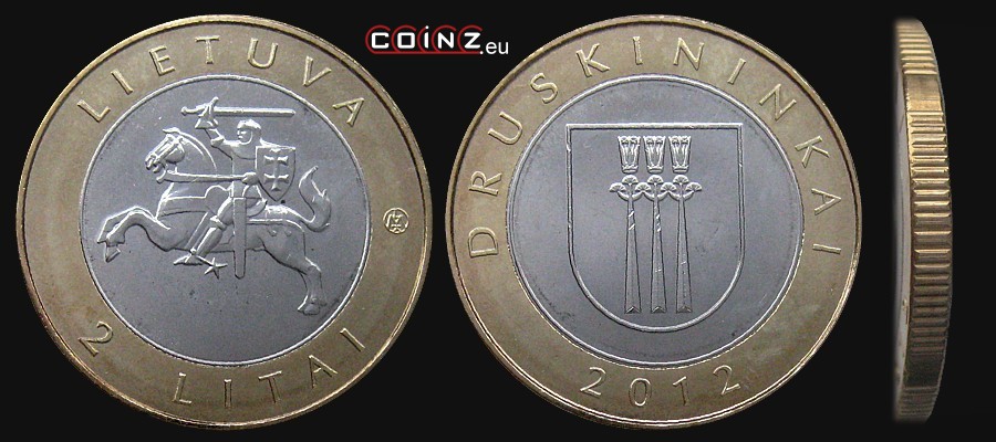2 lity 2012 - kurort Druskieniki - monety Litwy