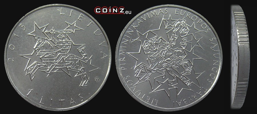 1 litas 2013 Lietuvos pirmininkavimas ES Tarybai - Lietuvos monetos