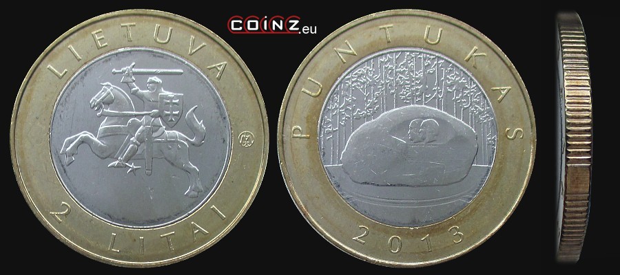 2 lity 2013 - Głaz Puntukas - monety Litwy