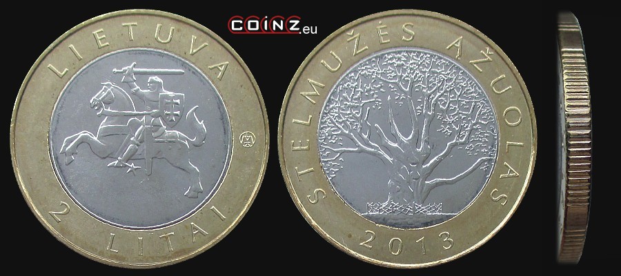 2 litai 2013 - Stelmužės ąžuolas - Lietuvos monetos