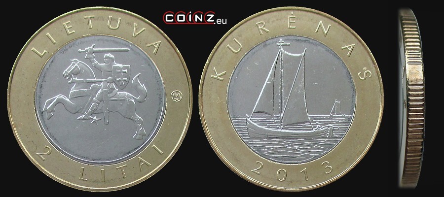 2 lity 2013 - Łódź Kurėnas - monety Litwy